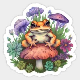 Cute Cottagecore Aesthetic Frog Mushroom Sticker